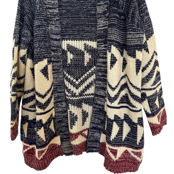 mika & gala Sweaters - Mika & Gala Wool Blend Marled Knit Southwestern Aztec Open Cardigan Small